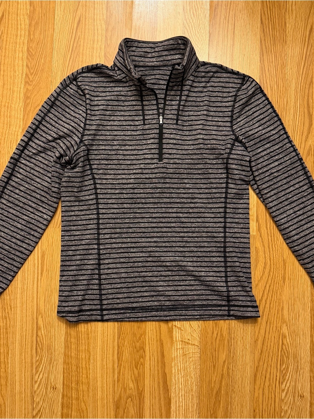 Lululemon Men's Charcoal Gray Striped Half-Zip Long Sleeve Sweater Small